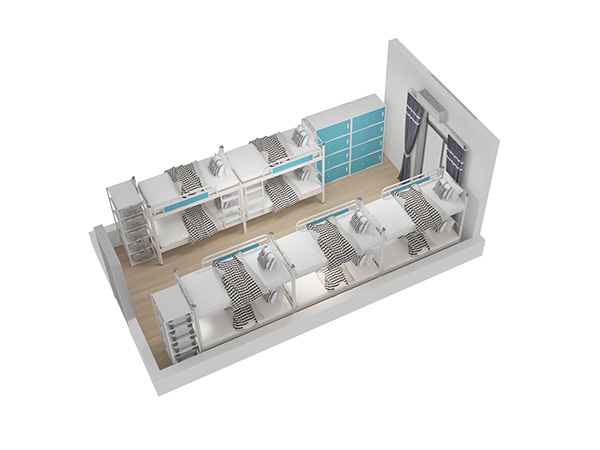 見過宿舍一體雙層鐵床嗎？