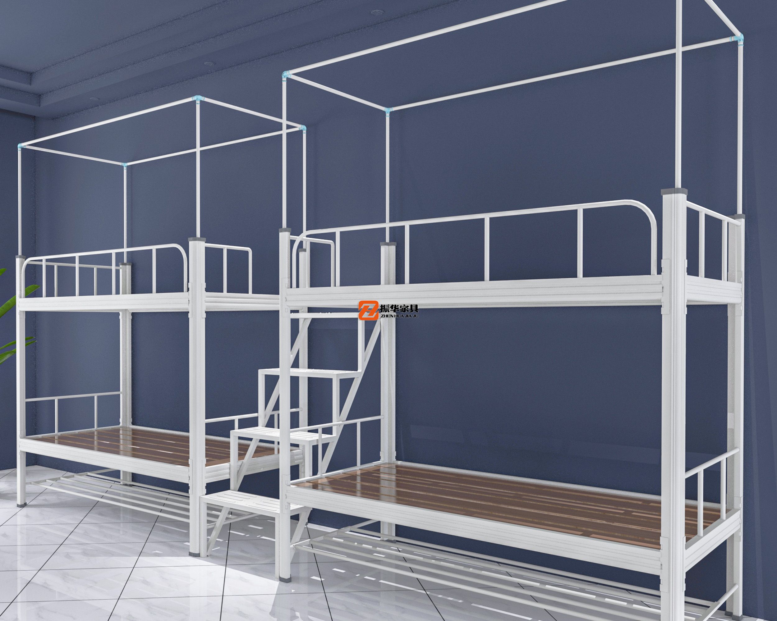 帶床簾的雙層鐵床連體上下鋪有多好用？